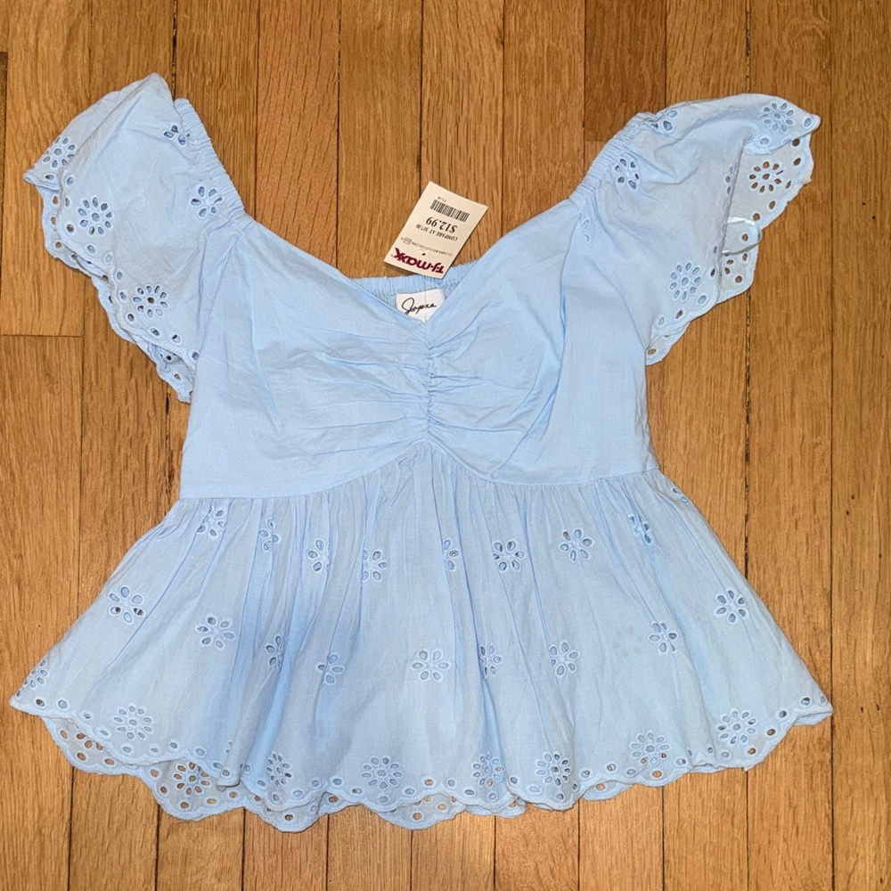 T.J.Maxx Sky Blue Eyelet Blouse